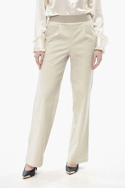 Essentials Logo-waistband Straight-leg Trousers In Beige