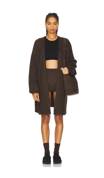 Essentials Long Cardigan In Brown