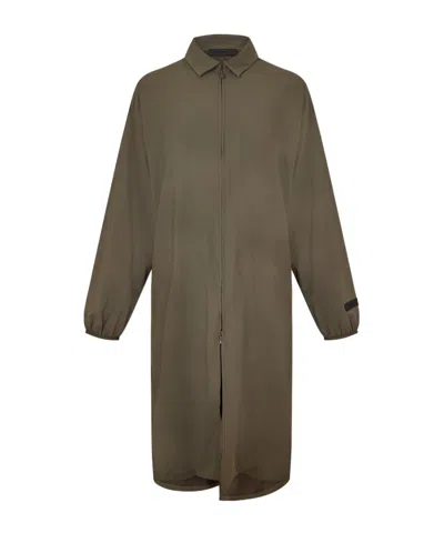 Essentials Long Casual Jacket In Green