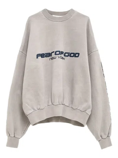 Essentials Long-sleeve Logo-print Sweatshirt In Gray