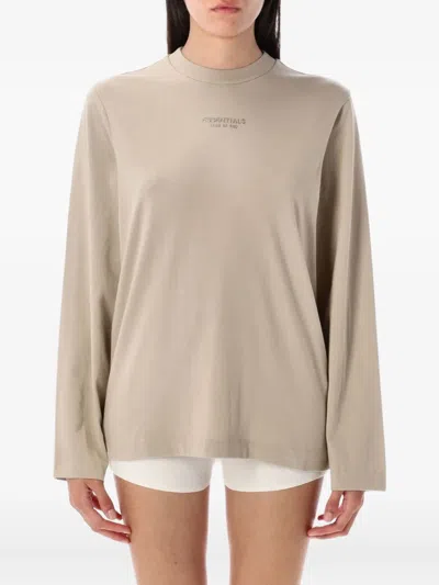 ESSENTIALS LONG-SLEEVE LOGO-PRINT T-SHIRT