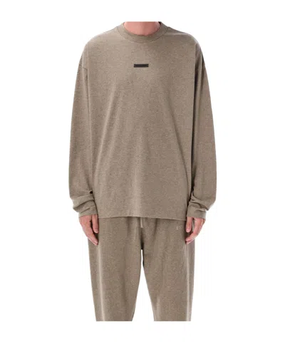 Essentials Long Sleeve Logo T-shirt In Brown