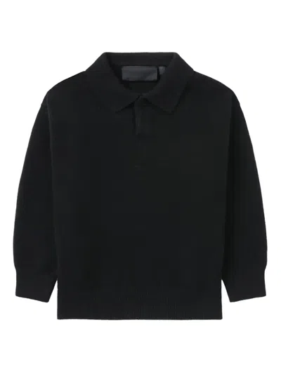 Essentials Kids' Long Sleeve Polo Shirt In Black