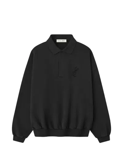 Essentials Long-sleeve Polo Shirt In Black