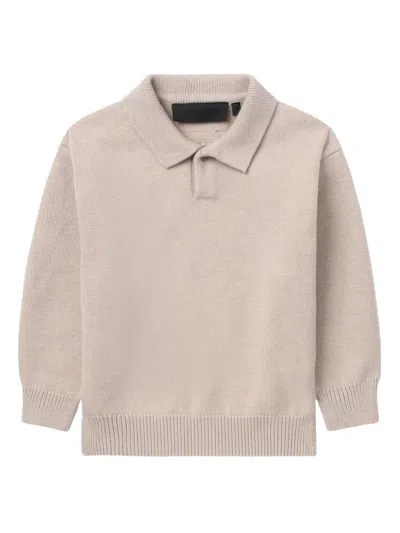 Essentials Kids' Long Sleeve Polo Shirt In Neutrals
