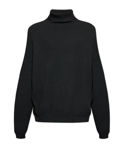 Essentials Waffle-knit Sweater In Black