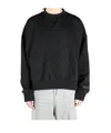 Essentials Mens Logo-embellished Crewneck Cotton-blend Jumper Jet Black In Black