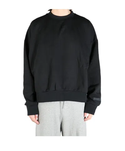 Essentials Mens Logo-embellished Crewneck Cotton-blend Jumper Jet Black