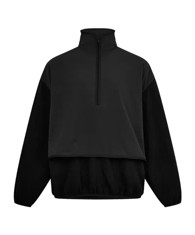 Essentials Long-sleeve Fleece Top In Black