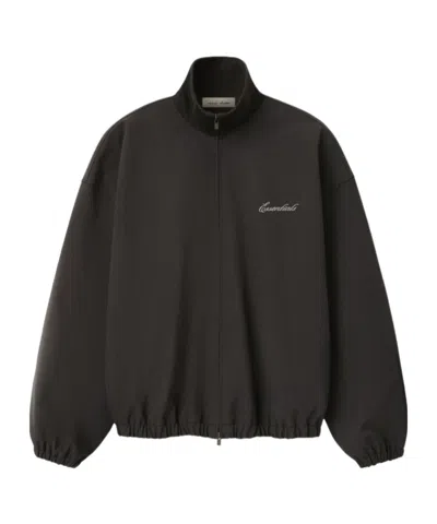 Essentials Long-sleeve Stand-collar Jacket In Jet Black