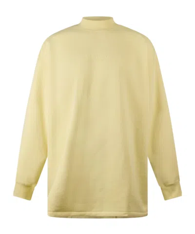 Essentials Long-sleeved Ribbed Sweatshirt In Yellow
