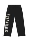 Essentials Mens Jet Black Brand-print Wide-leg Cotton-blend Jogging Bottoms In Black