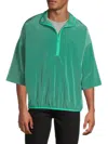 Essentials Men's Crinkle Nylon Half-zip Mock Turtleneck Shirt In Green