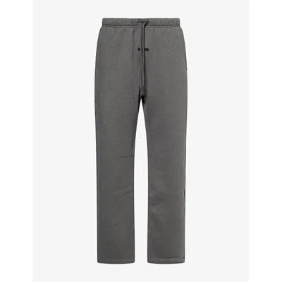 Essentials Mens Ash Heather Relaxed-fit Zip-cuffs Cotton-blend Jogging Bottoms