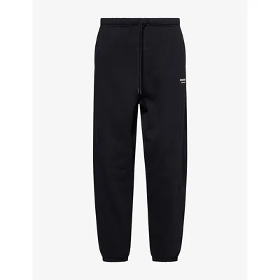 Essentials Mens Black Classic Logo-print Cotton-blend Jogging Bottoms