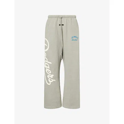 Essentials Mens Fear Of God  Mlb L.a Dodgers Graphic-print Cotton-blend Jogging Bottoms In Green