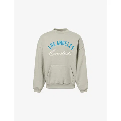Essentials Mens Fear Of God  Mlb L.a Dodgers Graphic-print Cotton-blend Sweatshirt In Gray