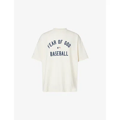 Essentials Mens Fear Of God  Fog X  X Mlb 90's Fit 90's Fit Crewneck Cotton-jersey T-shirt In White