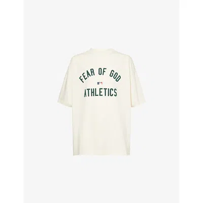 Essentials Mens Fear Of God  Fog X  X Mlb Athletics 90's Fit Crewneck Cotton-jersey T-shirt In Neutral