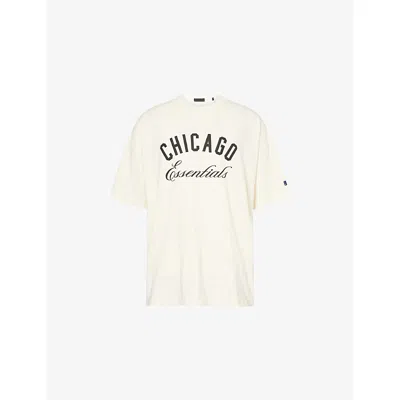 Essentials Mens Cream White Mlb 90's Sport Chicago White Sox Text-print Cotton T-shirt Xl In Multi