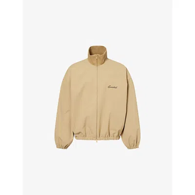 Essentials Mens Dune Signature Full-zip Woven Track Jacket In Sand
