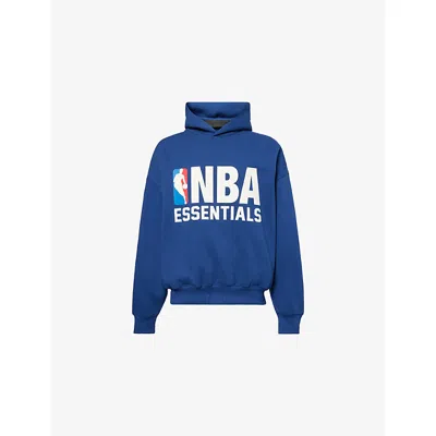 Essentials Mens Estate Blue Fog X  X Nba Sports Printed Cotton-blend Hoodie