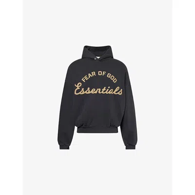 Essentials Mens Faded Black Training 90s Cotton-fleece Hoody