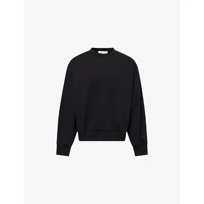 Essentials Mens Jet Black Always On Crew-neck Cotton-blend Sweatshirt Xs