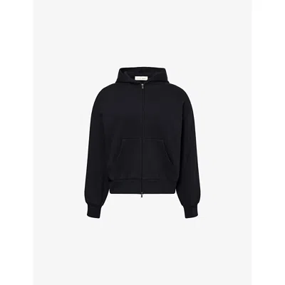 Essentials Mens Jet Black Always On Zip-up Cotton-blend Hoody Xs