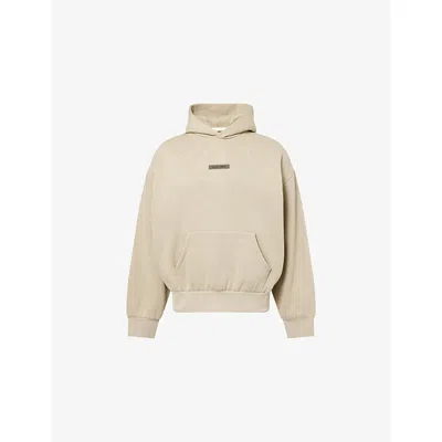 ESSENTIALS MENS ABBEY STONE CLASSIC FLEECE LOGO-EMBELLISHED COTTON-BLEND HOODY