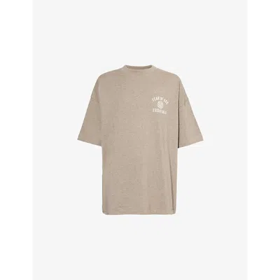 Essentials Mens Crew-neck Brand-print Cotton-jersey T-shirt Heather Gray