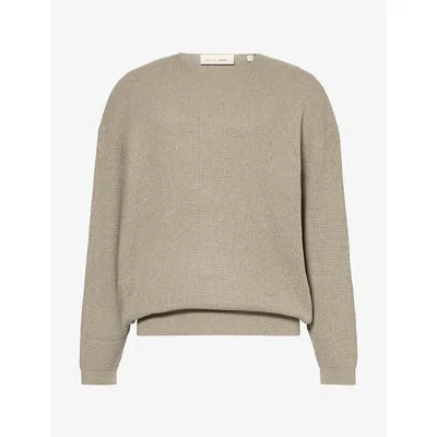 Essentials Mens Fear Of God   Waffle Knit Jumper In Pyrite Heather