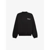 ESSENTIALS MENS BLACK LOGO-EMBROIDERED FLEECE-LINED COTTON-BLEND SWEATSHIRT