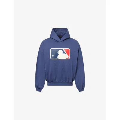 Essentials Mens Midnight Navy Mlb Sport Graphic-print Cotton Hoody In Blue