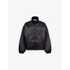 Essentials Mens Jet Black Relaxed Satin Bomber Jacket In Black