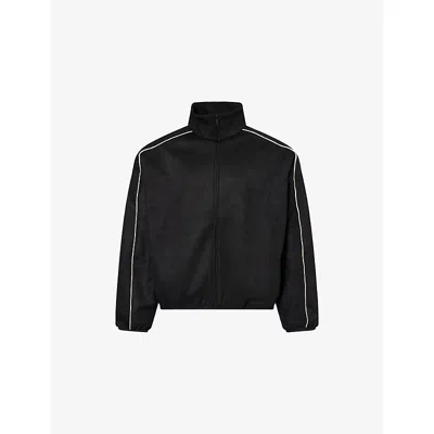 Essentials Mens Fear Of God  Signature Modern Suede-fleece Track Jacket In Black