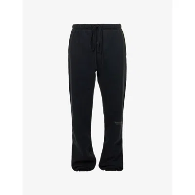 Essentials Mens Jet Black Vintage Logo-embellished Cotton-blend Jogging Bottoms