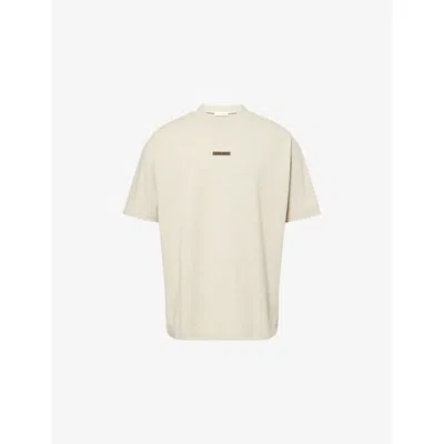 Essentials Mens Heather Stone Classic Logo-embellished Cotton-blend T-shirt In Gray