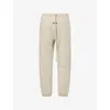 Essentials Mens Heather Stone Logo-embroidered Cotton-blend Jogging Bottoms In Neutral