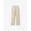 Essentials Mens Heather Stone Classic Fleece Logo-print Cotton-blend Jogging Bottoms Xxs In Gray