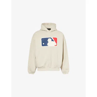 Essentials Mens Heather Stone Mlb Sport Graphic-print Cotton-blend Hoody Xs In Nude