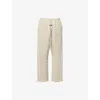 Essentials Mens Heather Stone/white Logo-embroidered Relaxed-fit Cotton-blend Jogging Bottoms Xs In Neutral