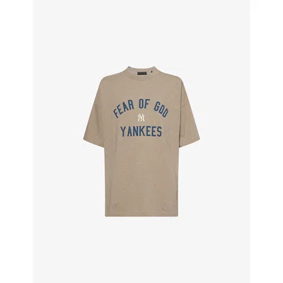 Essentials Mens Fear Of God  Fog X  X Mlb Yankees 90's Fit Crewneck Cotton-jersey T-shirt In Brown