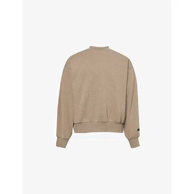 Essentials Mens Logo-embellished Crewneck Cotton-blend Jumper Homestead Heather