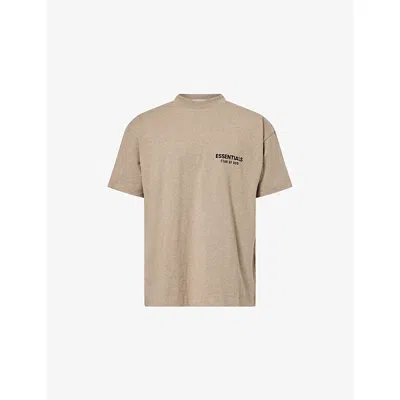 Essentials Mens Homestead Heather Logo-embroidered Cotton-jersey T-shirt In Brown