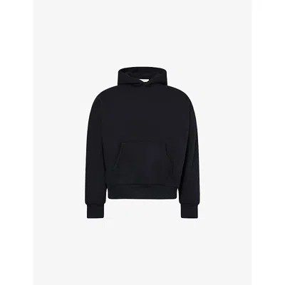 Essentials Mens Jet Black Always On Logo-print Cotton-blend Hoody