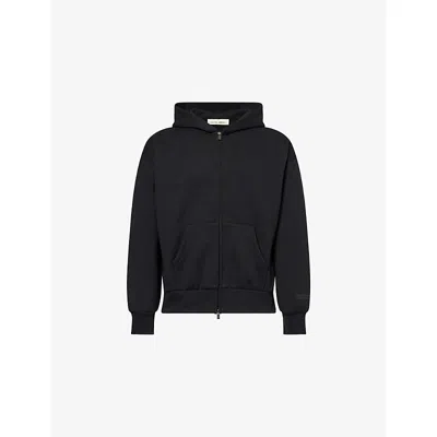 Essentials Mens Logo-embellished Relaxed-fit Cotton-blend Hoody Jet Black