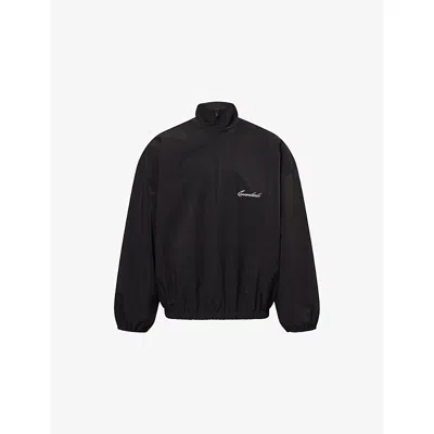 Essentials Mens Jet Black Sporty Half-zip Woven Jacket Xs