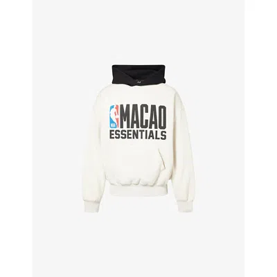 Essentials Mens Light Heather/ Black Fog X  X Nba Macao Printed Cotton-blend Hoodie Xs In Neutral