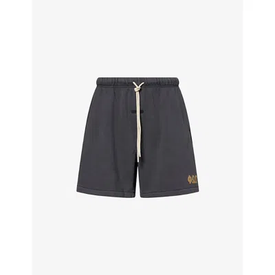 Essentials Mens Logo-print Classic Cotton Shorts Washed Iron Grey